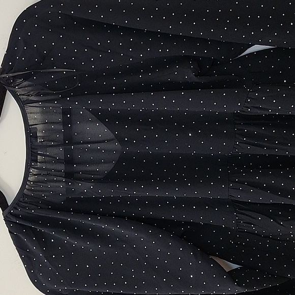 Francesca Womens Top Laurie Tie Front Tiered Blouse Polka Dot Beaded Sz Meduim - Picture 12 of 16